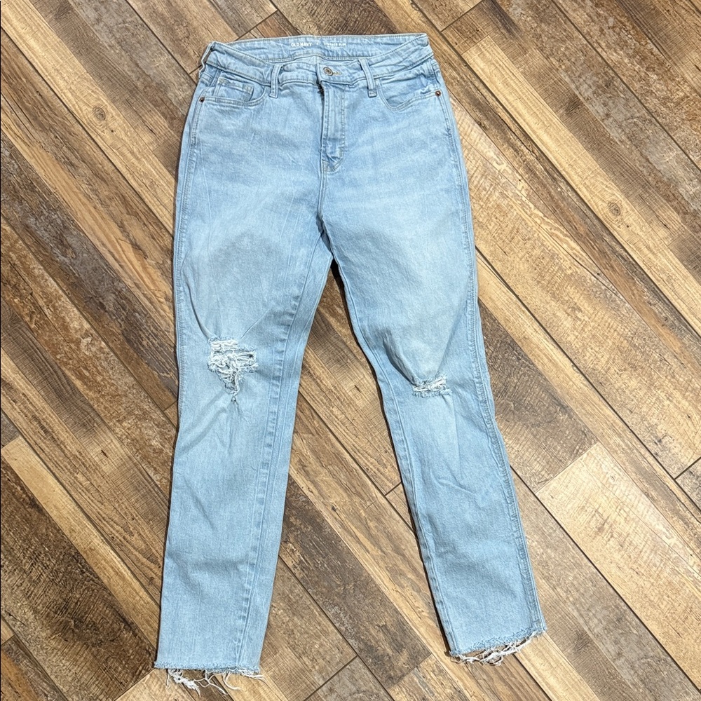 OLD NAVY High Rise Vintage Slim Light Wash Distressed Denim Jeans Women Size 4